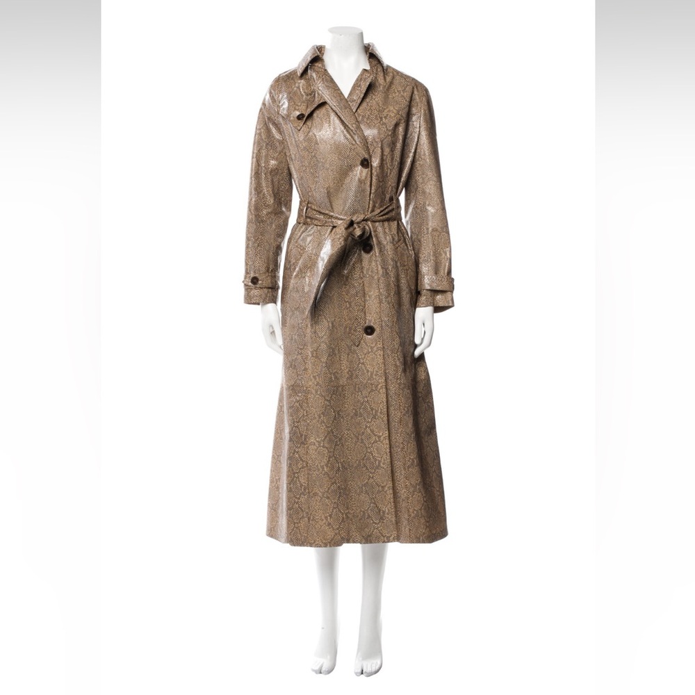 NWOT Nanushka Brown Snakeskin Long Trench Statement Coat Women’s Large